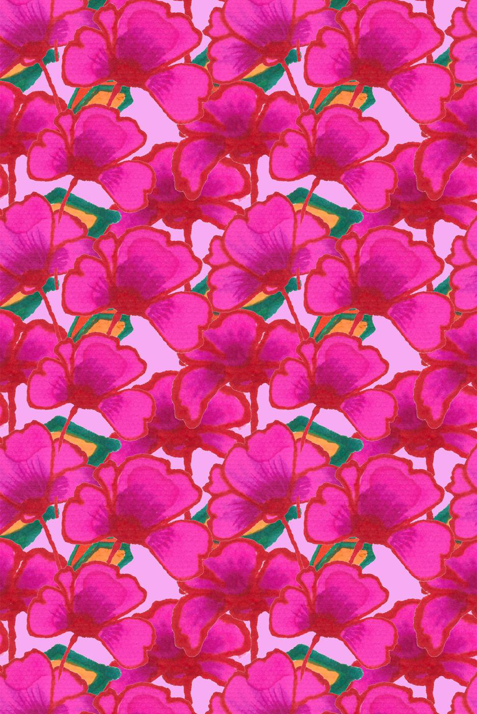 פרינט- Pink flower fan