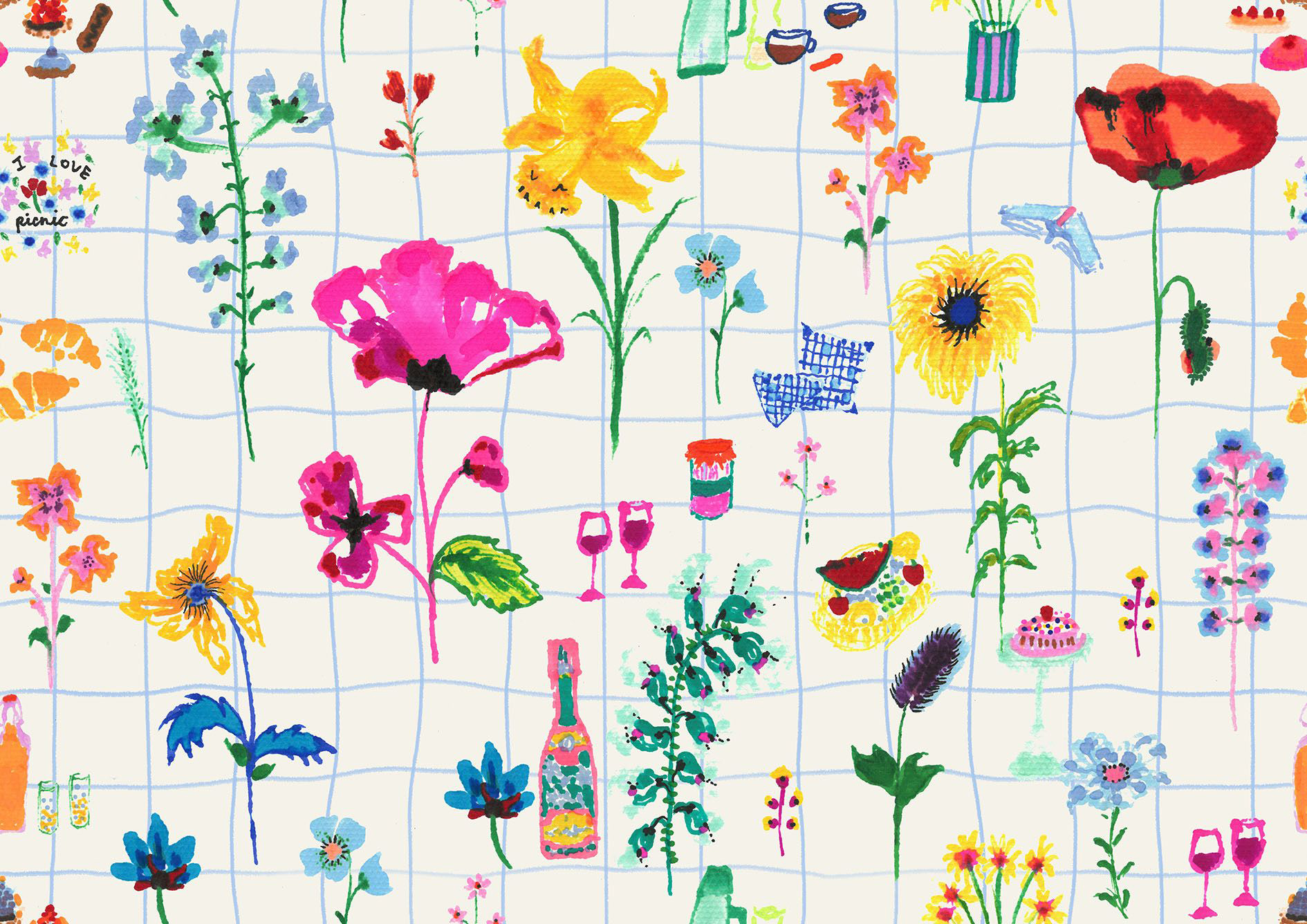 פרינט- Picnic Flowers