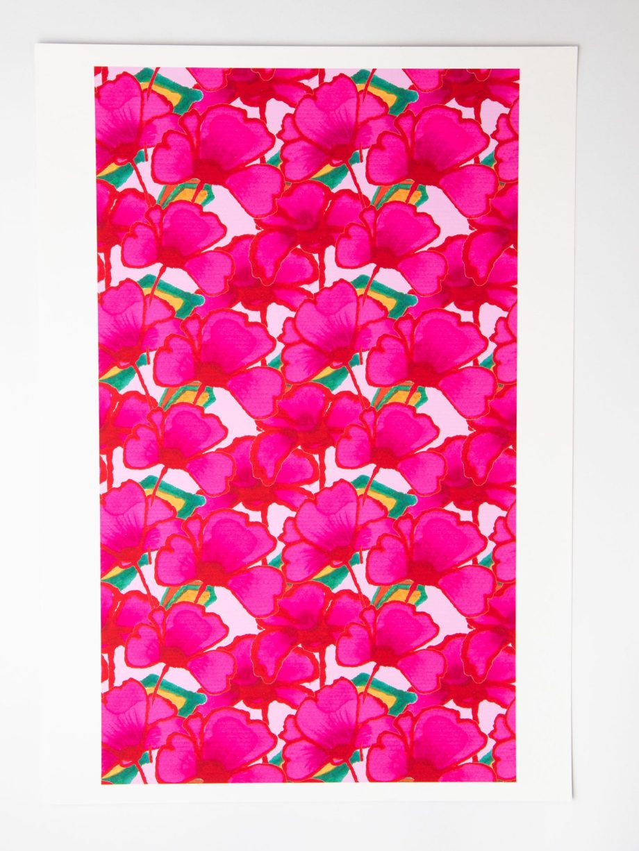 ⁦פרינט- Pink flower fan⁩ – תמונה ⁦2⁩