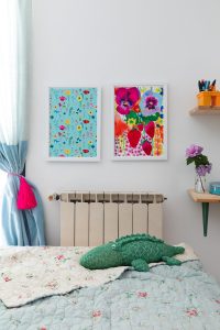 פרינט- Flowers in turquoise small